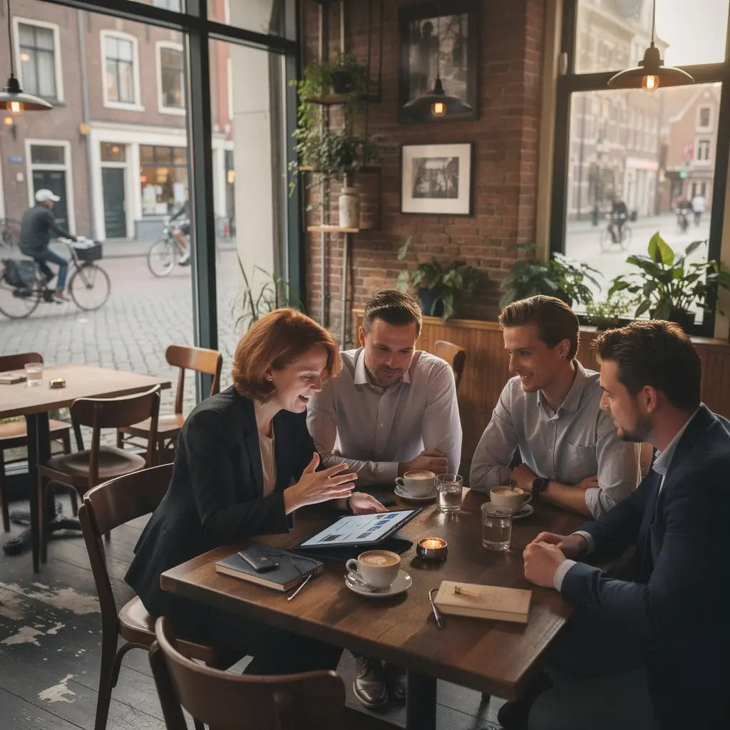 Een afbeelding van een laptop met een website die autoverhuurdiensten en maandelijkse plannen toont.